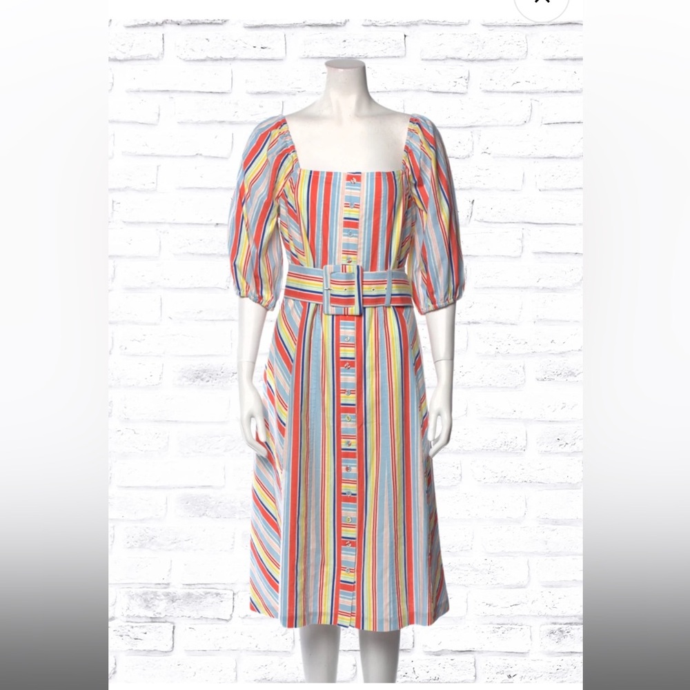 Tanya Taylor 'Claude' Striped Belted Midi Dress